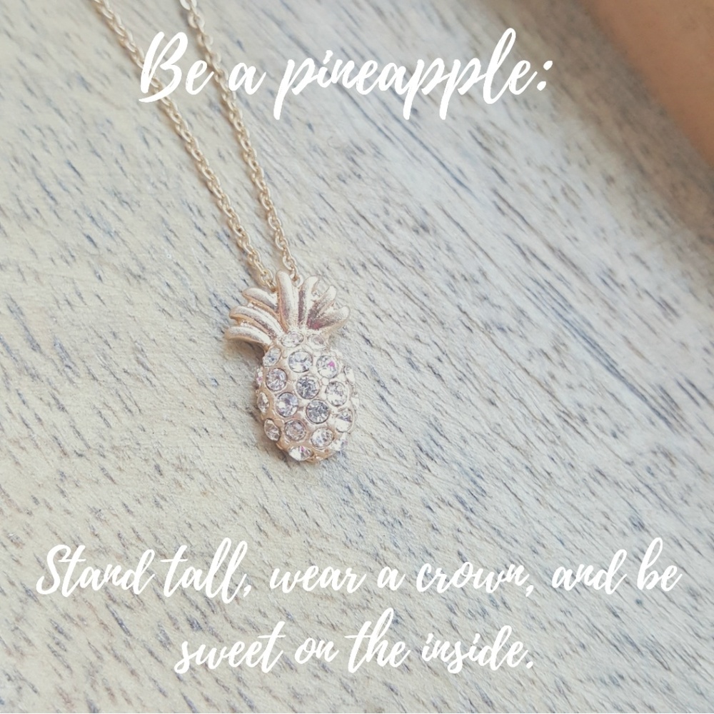 Rhinestone Pineapple Mantra Necklace